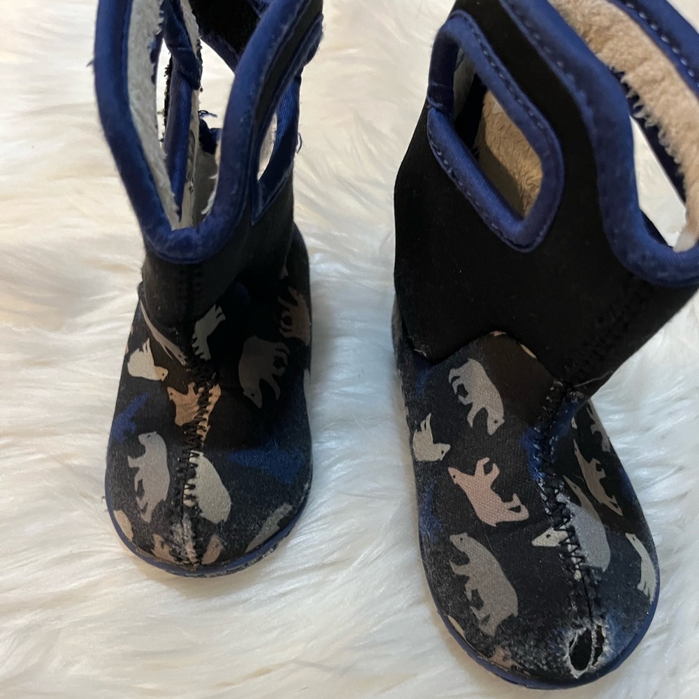 Bogs Kids Black Boots with Animal Print